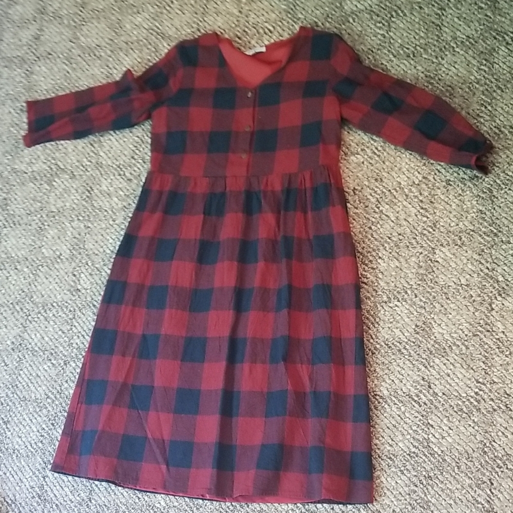 Plaid Dress - Red and Black